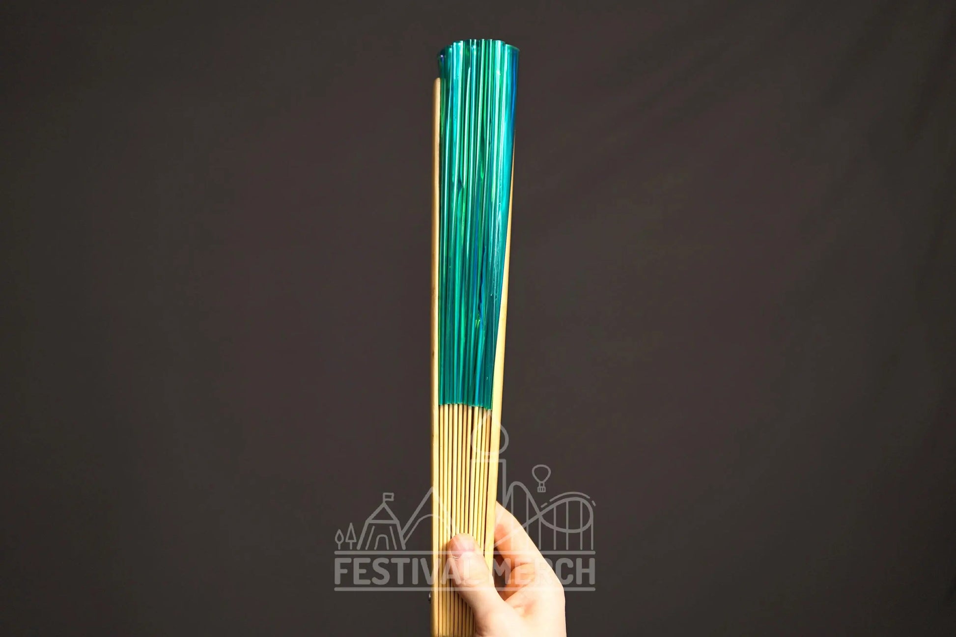 Iridescent Hand Fan XL Bamboo Festival Merch Vinyl Shimmer Clack Fan EDM Rave accessories Pride Festival Holographic Ibiza Holiday