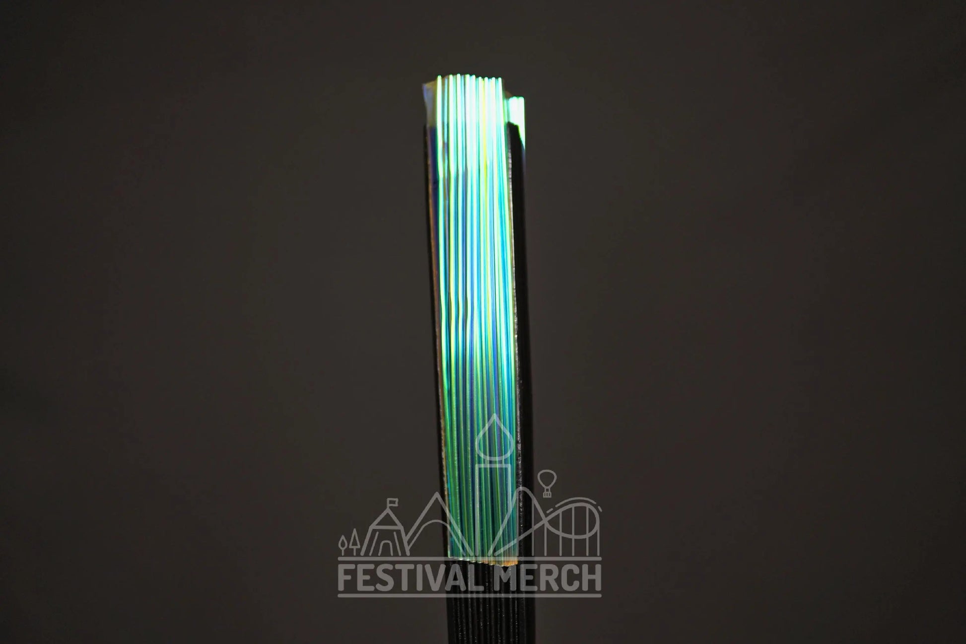 Iridescent Hand Fan XL Bamboo Festival Merch Vinyl Shimmer Clack Fan EDM Rave accessories Pride Festival Holographic Ibiza Holiday