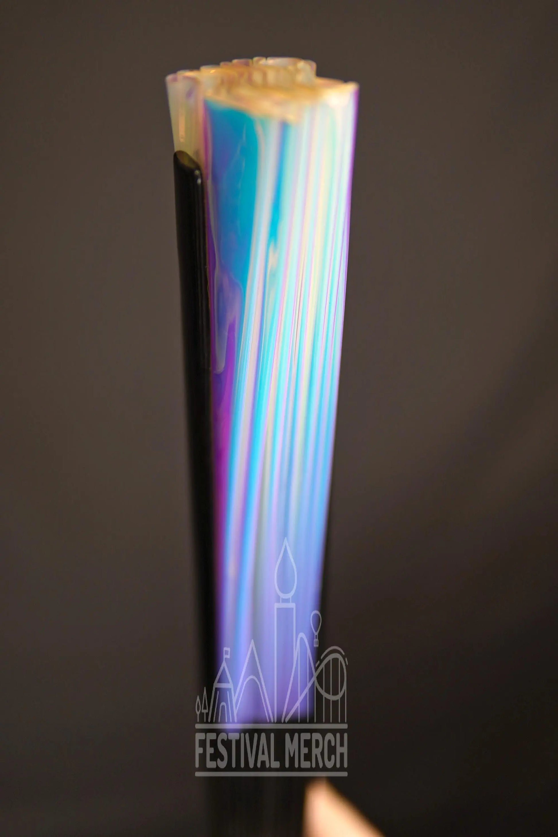 Iridescent Hand Fan XL Bamboo Festival Merch Vinyl Shimmer Clack Fan EDM Rave accessories Pride Festival Holographic Ibiza Holiday