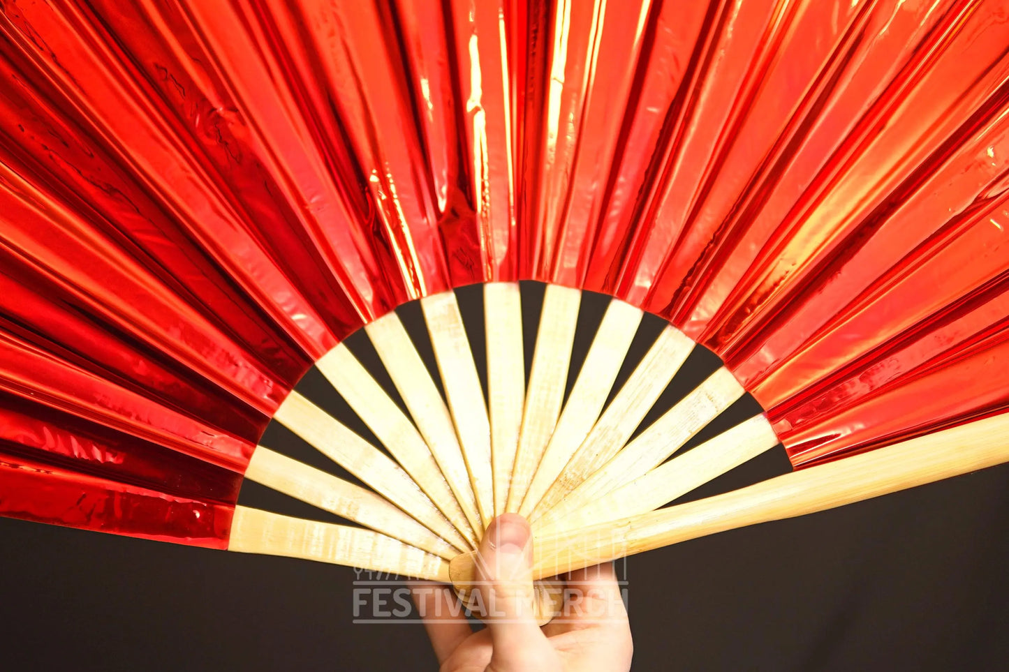 Iridescent Hand Fan XL Bamboo Festival Merch Vinyl Shimmer Clack Fan EDM Rave accessories Pride Festival Holographic Ibiza Holiday