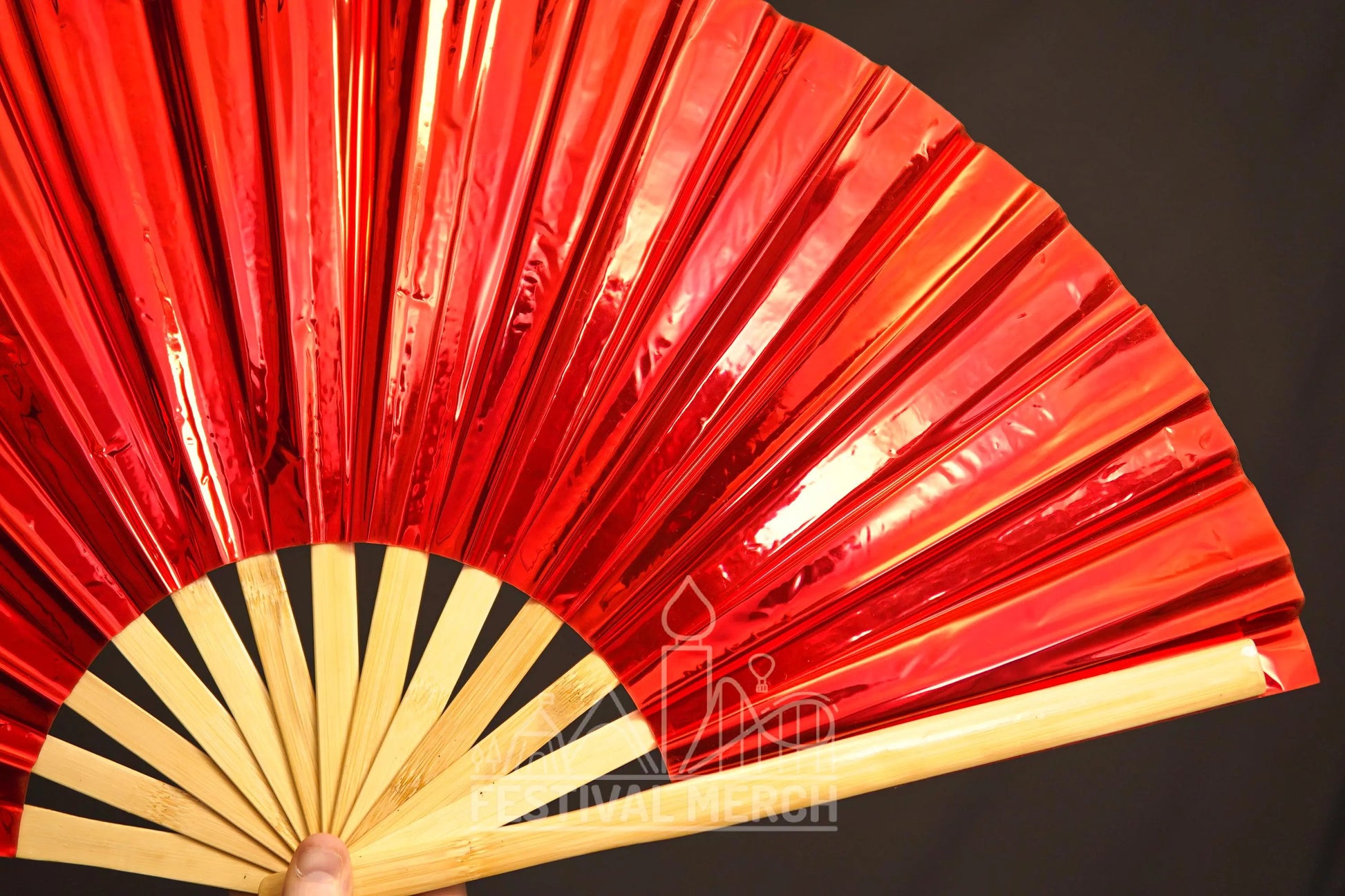 Iridescent Hand Fan XL Bamboo Festival Merch Vinyl Shimmer Clack Fan EDM Rave accessories Pride Festival Holographic Ibiza Holiday