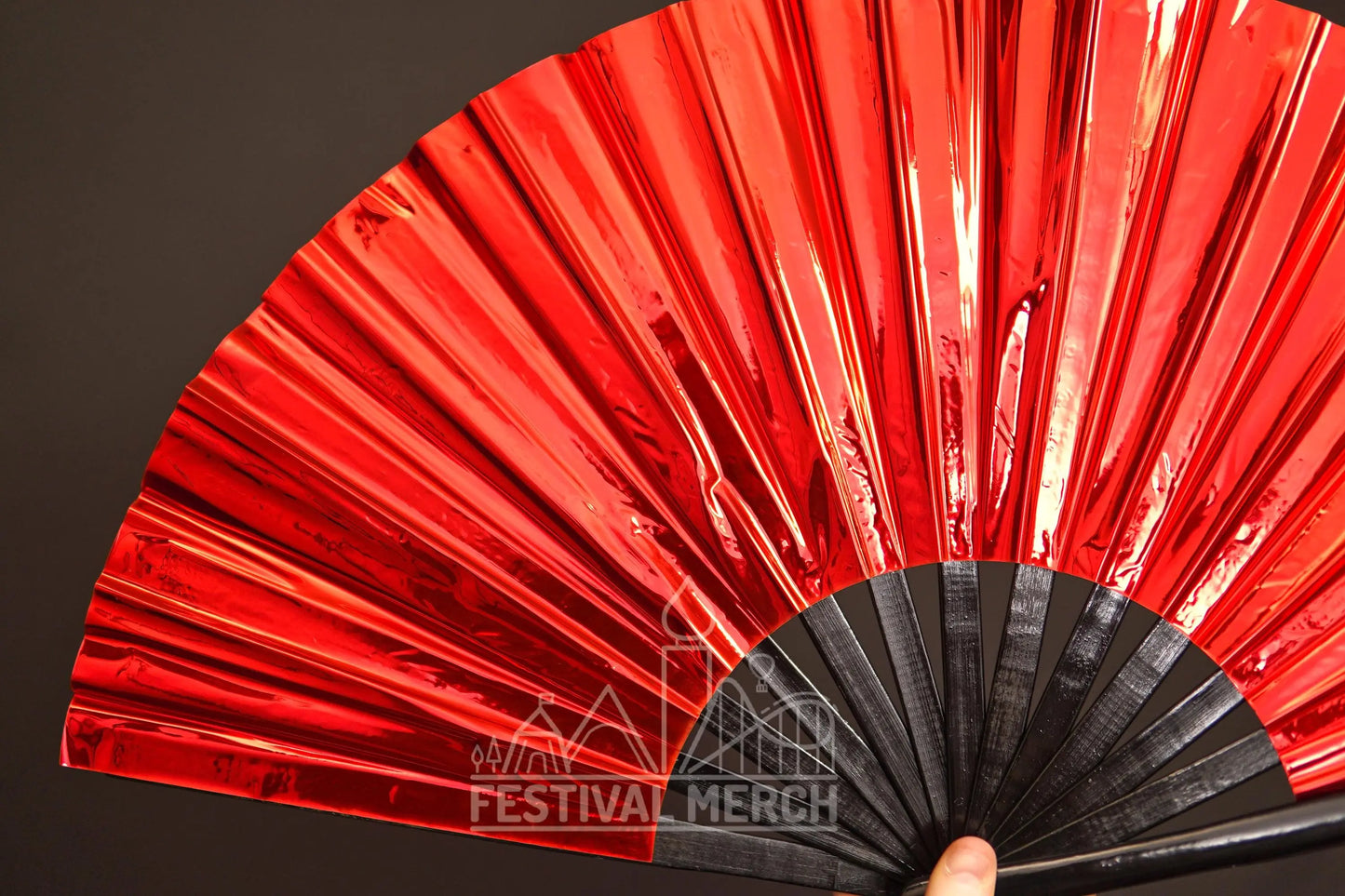 Iridescent Hand Fan XL Bamboo Festival Merch Vinyl Shimmer Clack Fan EDM Rave accessories Pride Festival Holographic Ibiza Holiday