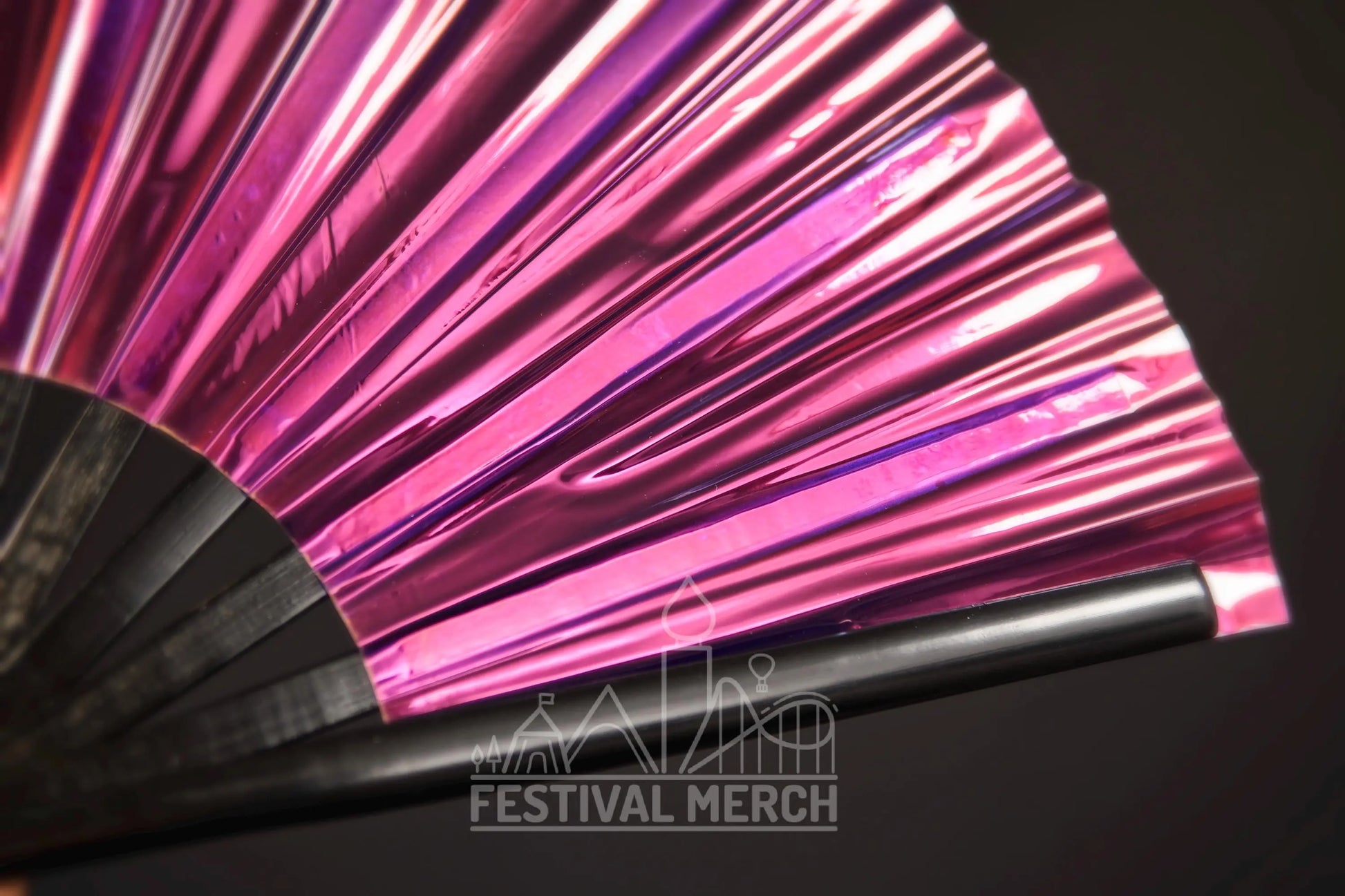 Iridescent Hand Fan XL Bamboo Festival Merch Vinyl Shimmer Clack Fan EDM Rave accessories Pride Festival Holographic Ibiza Holiday