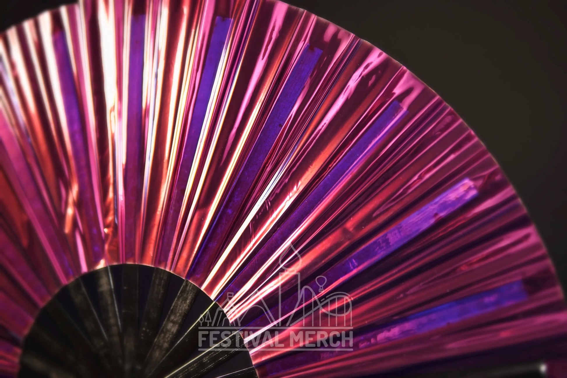 Iridescent Hand Fan XL Bamboo Festival Merch Vinyl Shimmer Clack Fan EDM Rave accessories Pride Festival Holographic Ibiza Holiday