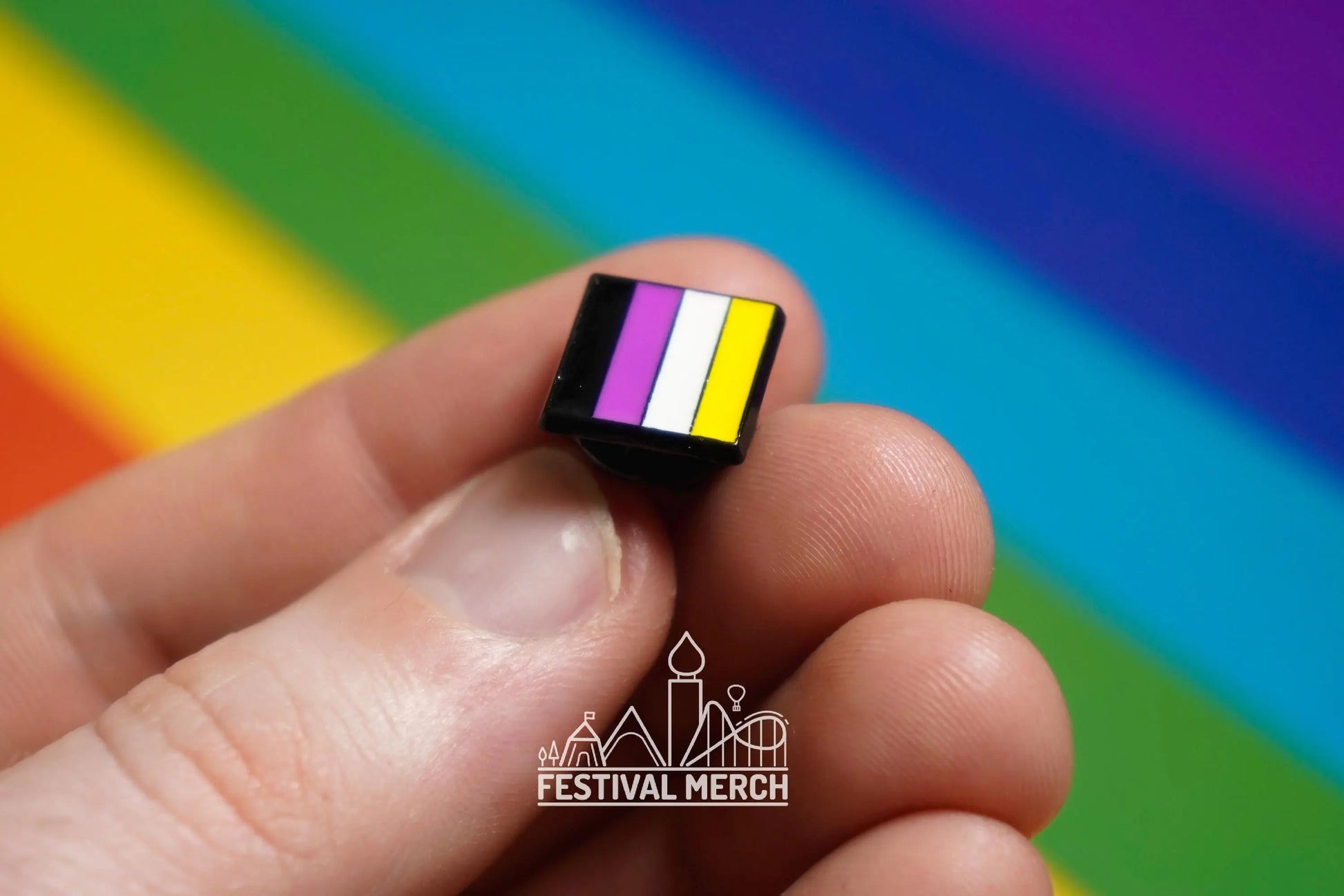 Non Binary Flag Pin | Enamel - LGBT Badge Stud Lesbian Gay Bisexual Transgender Queer - Rainbow Button - Pride gift Pride outfit
