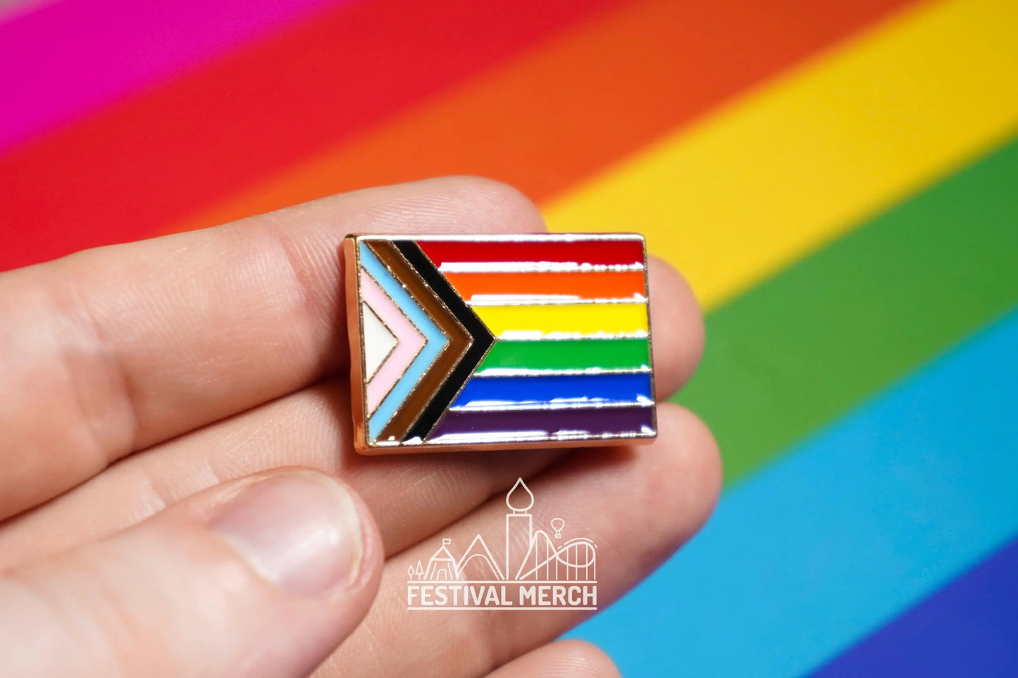 Rainbow Flag Pin | Enamel - Progress LGBT Pride Badge Stud Transgender Inclusive Phily - Metal Button - Pride gift Pride outfit