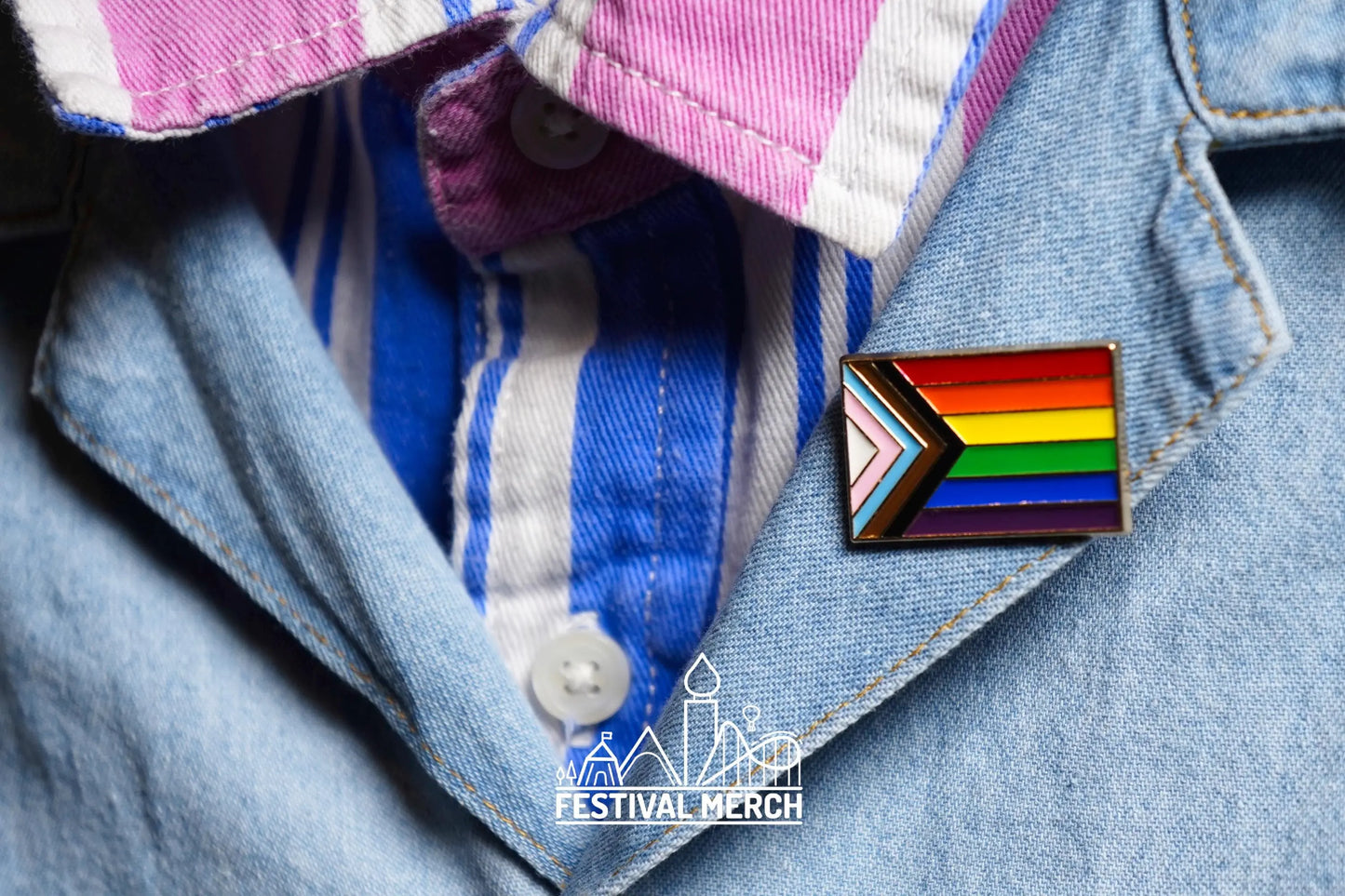 Rainbow Flag Pin | Enamel - Progress LGBT Pride Badge Stud Transgender Inclusive Phily - Metal Button - Pride gift Pride outfit