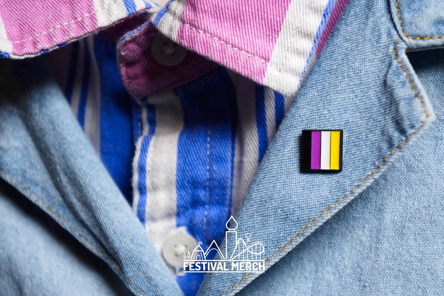 Non Binary Flag Pin | Enamel - LGBT Badge Stud Lesbian Gay Bisexual Transgender Queer - Rainbow Button - Pride gift Pride outfit