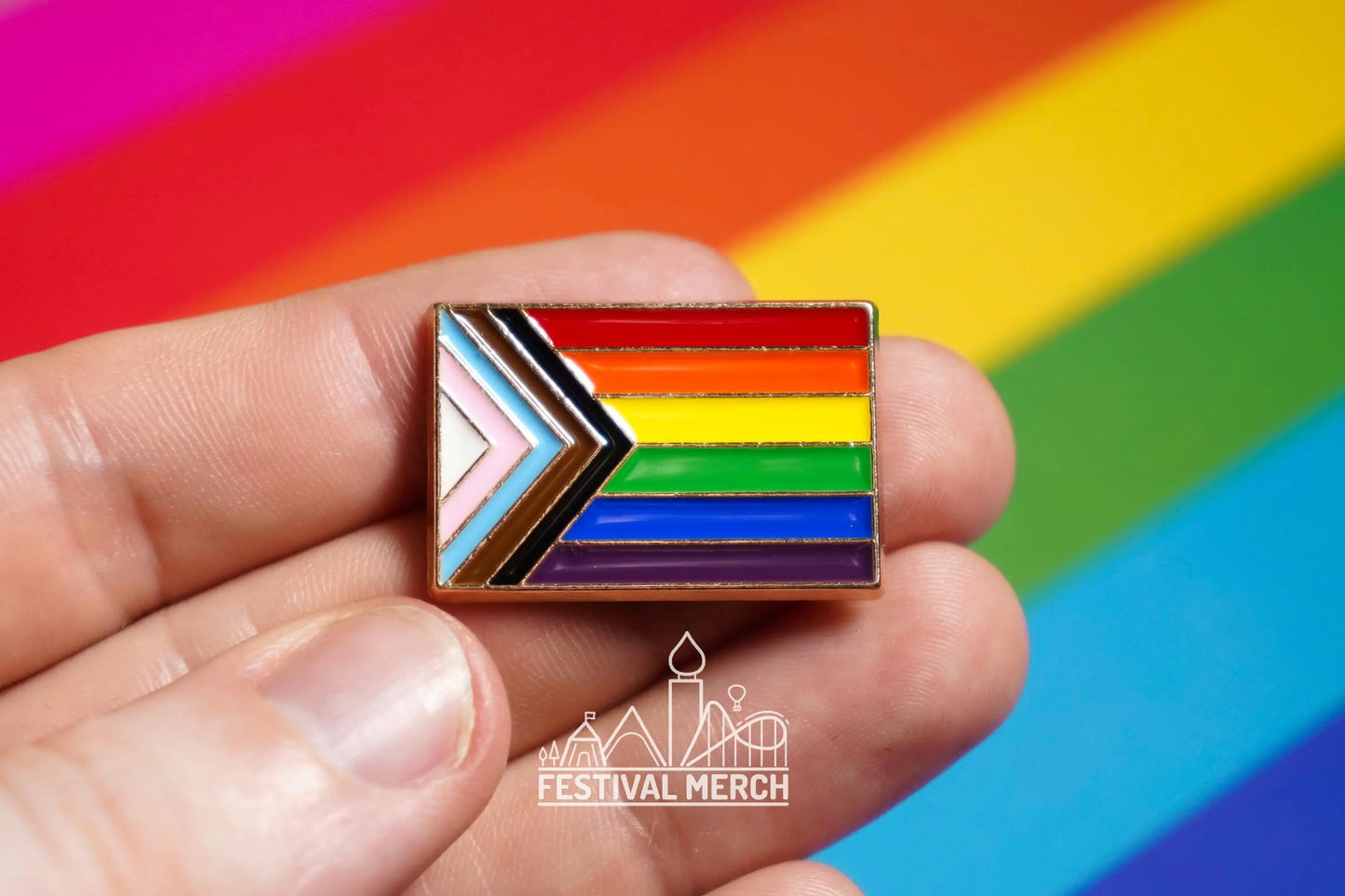 Rainbow Flag Pin | Enamel - Progress LGBT Pride Badge Stud Transgender Inclusive Phily - Metal Button - Pride gift Pride outfit