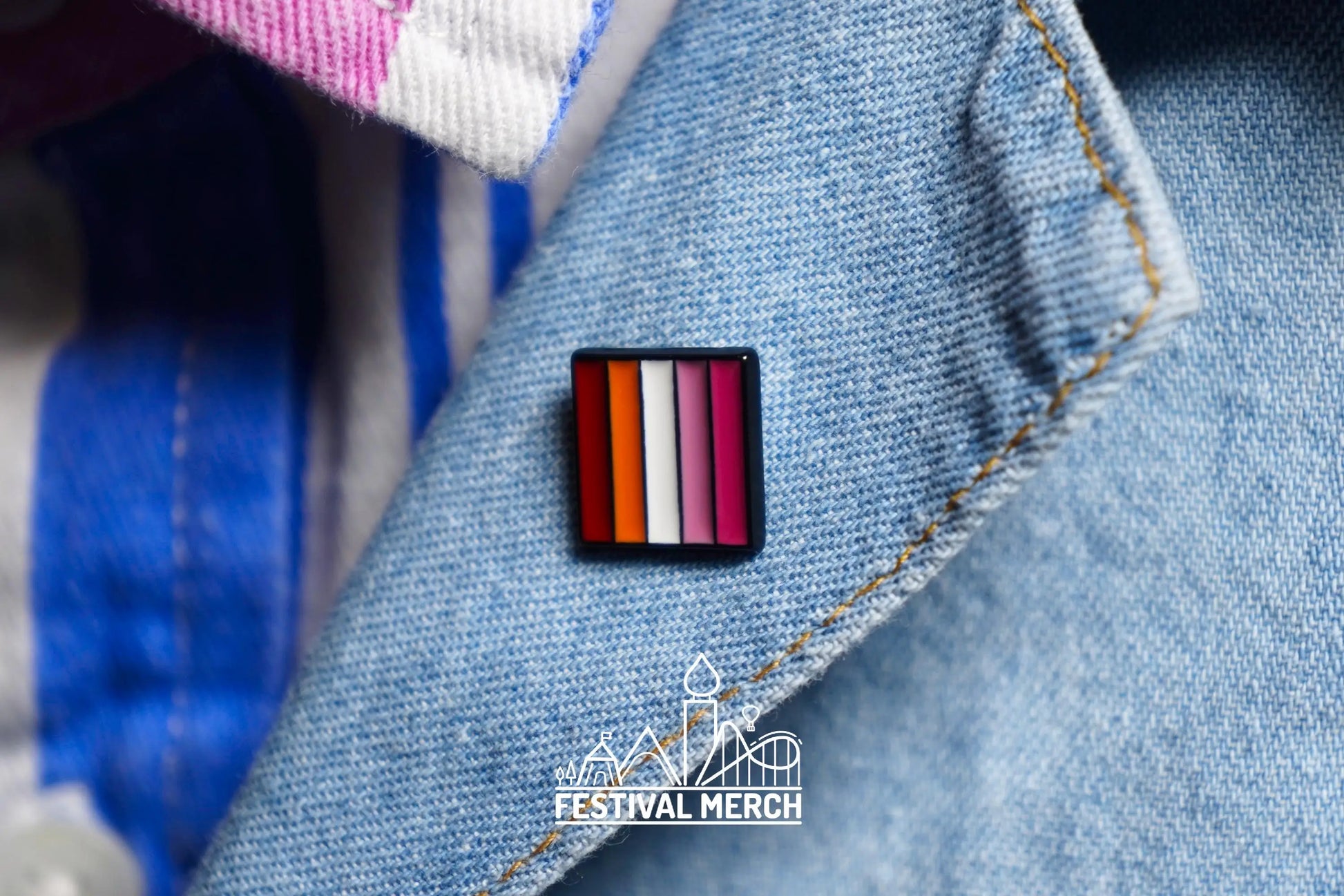 Lesbian Flag Pin | Enamel - LGBT Pride Badge Stud Lesbian Gay Bisexual Transgender Queer Rainbow - Metal Button - Pride gift Pride outfit