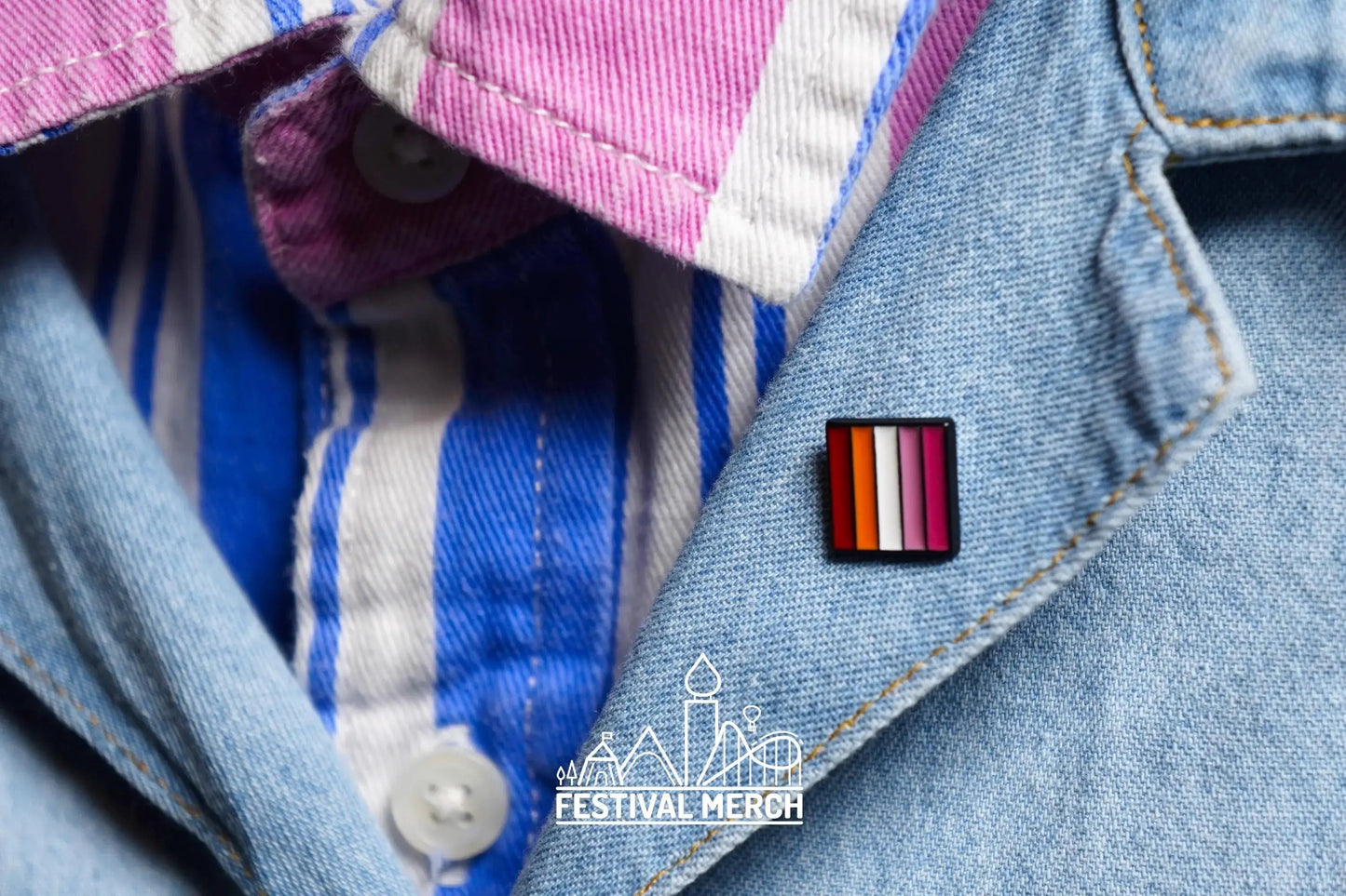 Lesbian Flag Pin | Enamel - LGBT Pride Badge Stud Lesbian Gay Bisexual Transgender Queer Rainbow - Metal Button - Pride gift Pride outfit