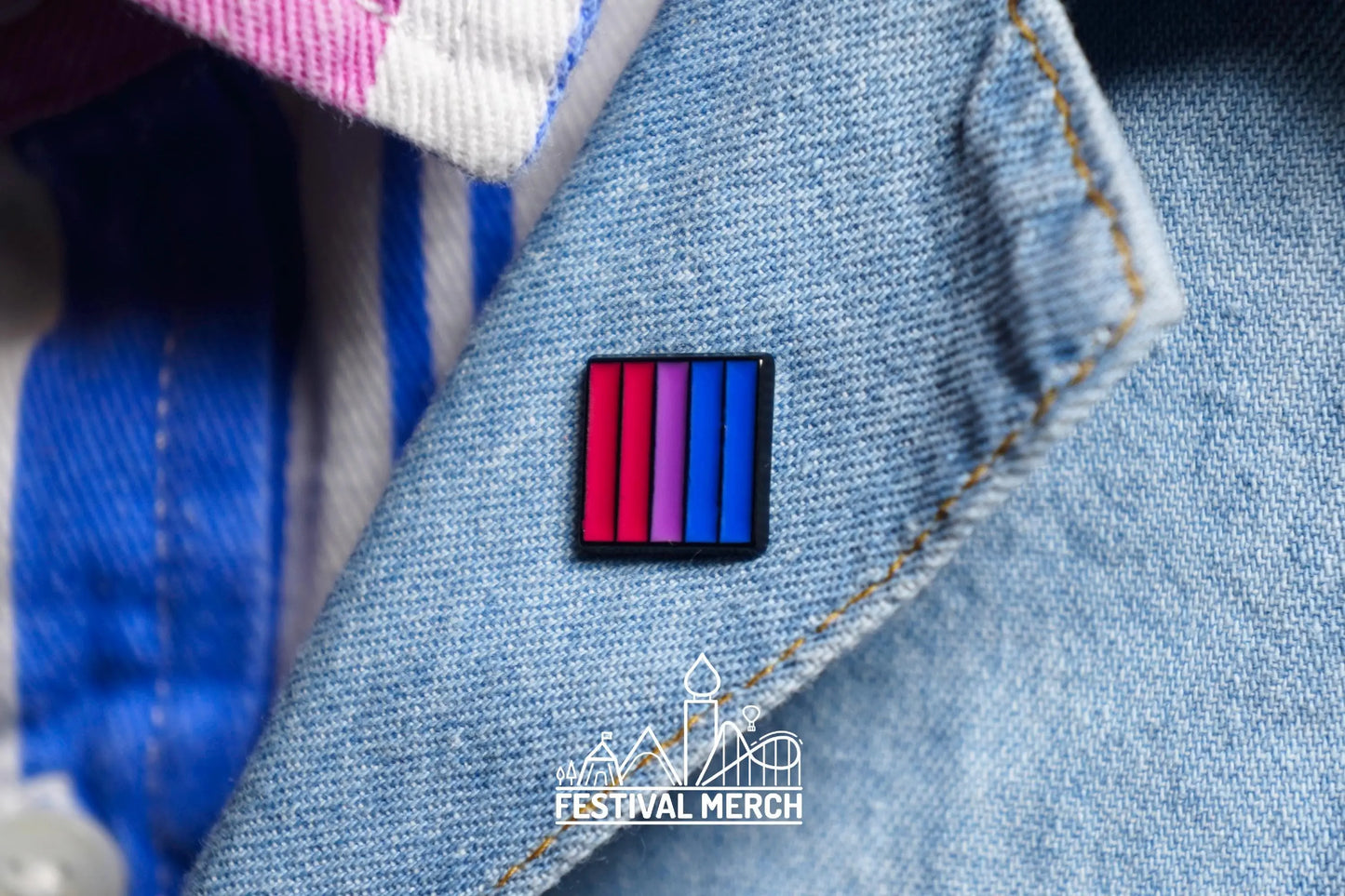 Bi Flag Pin | Enamel - LGBT Pride Badge Stud Bi-sexual Rainbow - Metal Button - Pride gift Pride outfit