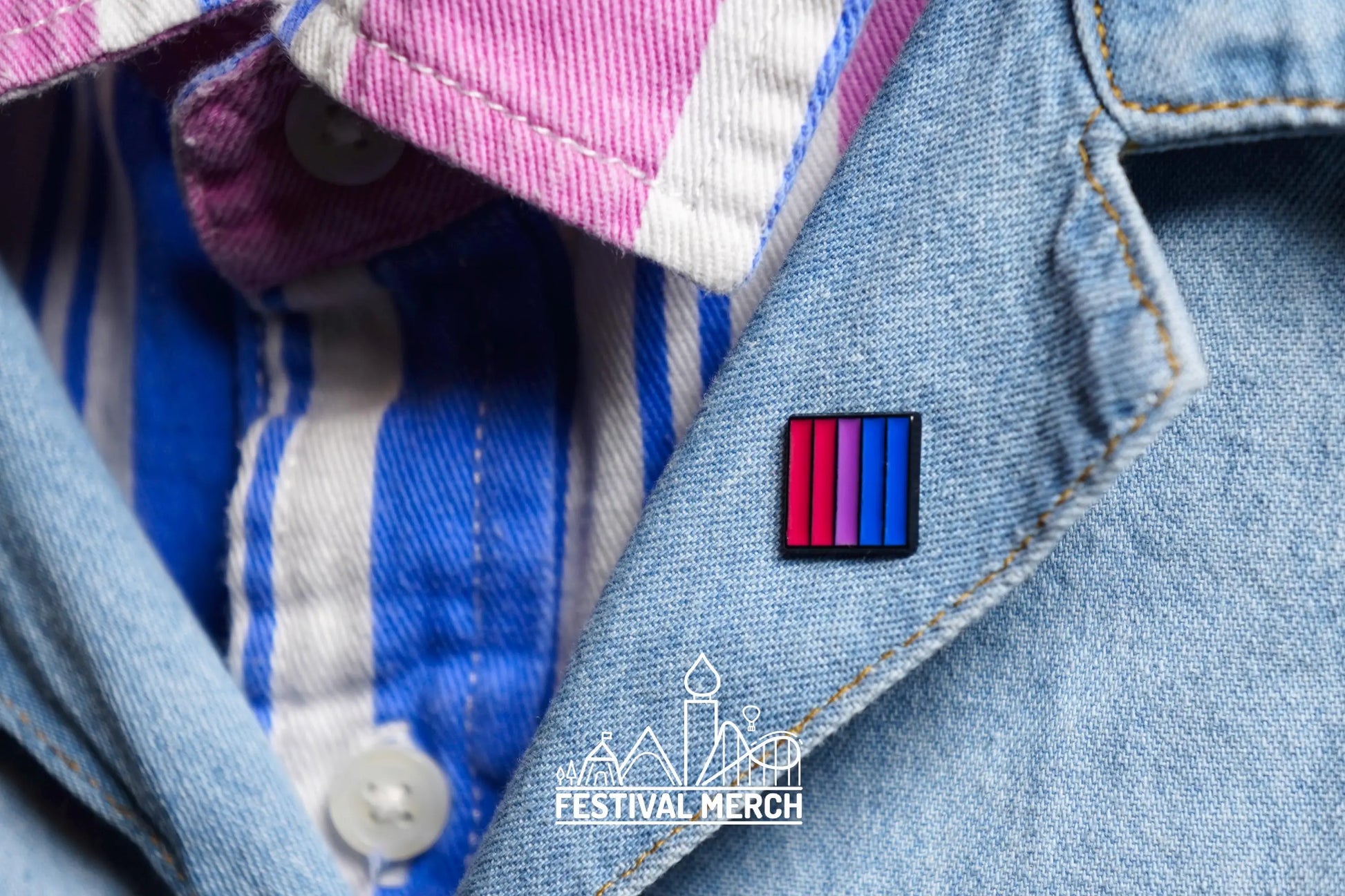 Bi Flag Pin | Enamel - LGBT Pride Badge Stud Bi-sexual Rainbow - Metal Button - Pride gift Pride outfit