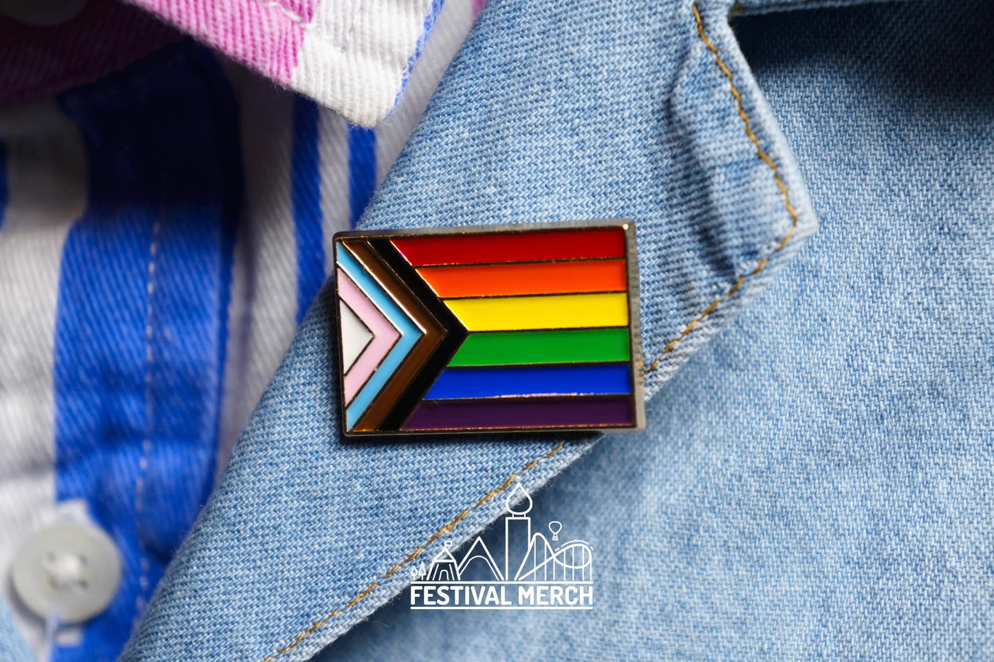 Rainbow Flag Pin | Enamel - Progress LGBT Pride Badge Stud Transgender Inclusive Phily - Metal Button - Pride gift Pride outfit