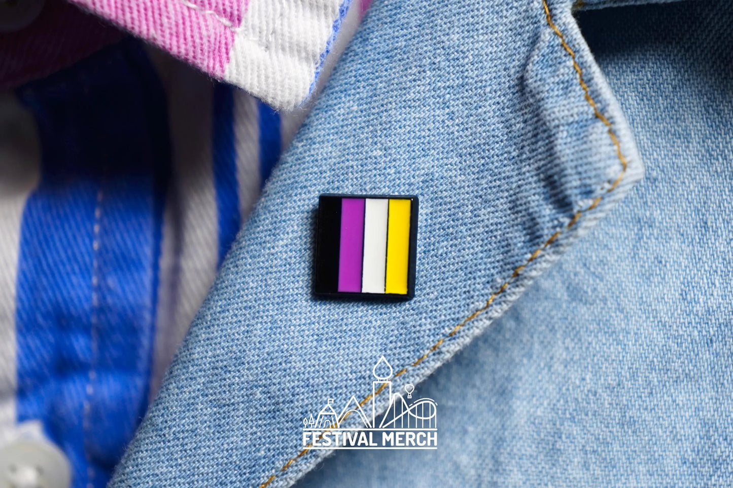 Non Binary Flag Pin | Enamel - LGBT Badge Stud Lesbian Gay Bisexual Transgender Queer - Rainbow Button - Pride gift Pride outfit