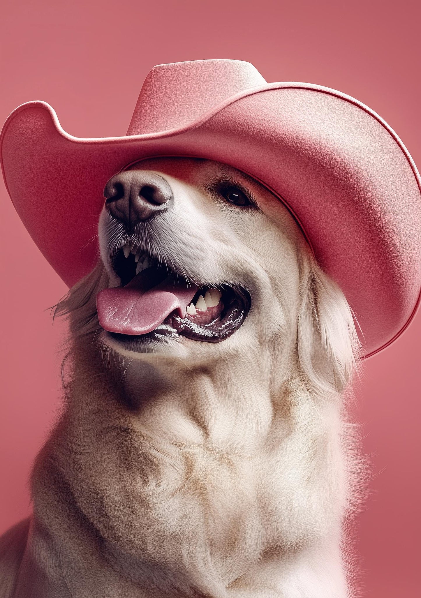 Funny Animal Wall Art Labrador Dog wearing cowboy hat cowgirl hat Tropical - A4 A3 A2 - Festival Merch