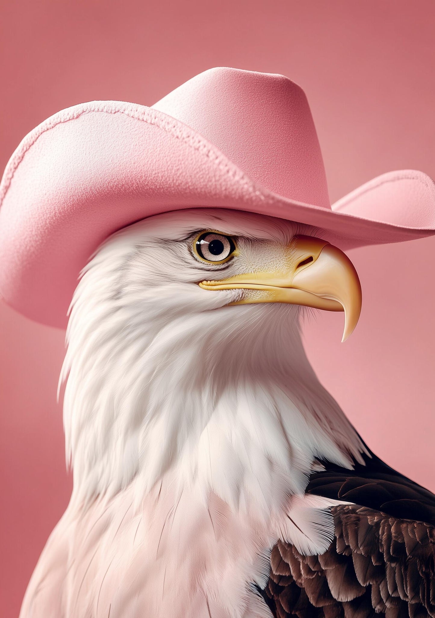 Funny Animal Wall Art American Eagle wearing cowboy hat cowgirl hat Tropical - A4 A3 A2 - Festival Merch