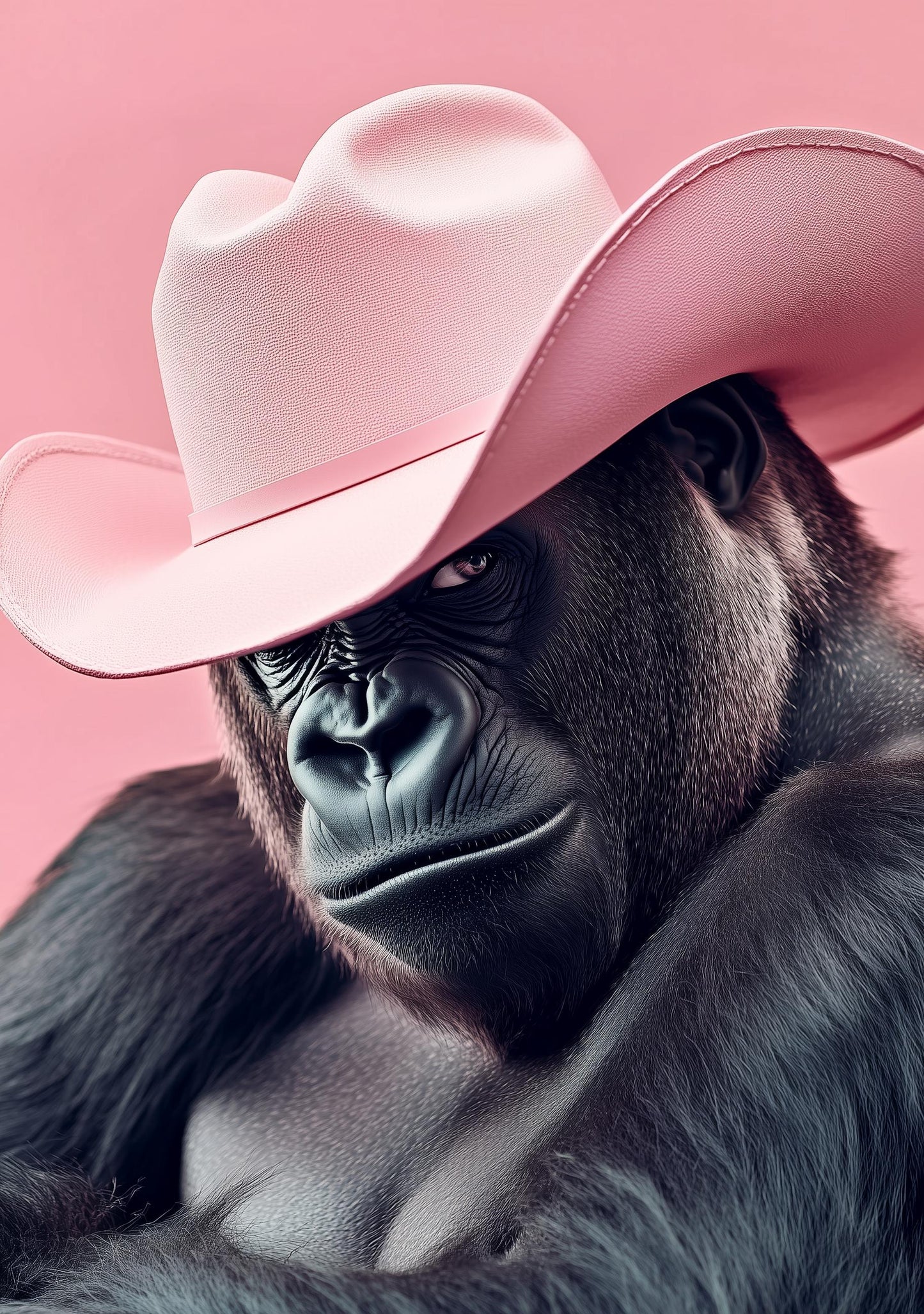 Funny Animal Wall Art Gorilla wearing cowboy hat cowgirl hat Tropical - A4 A3 A2 - Festival Merch