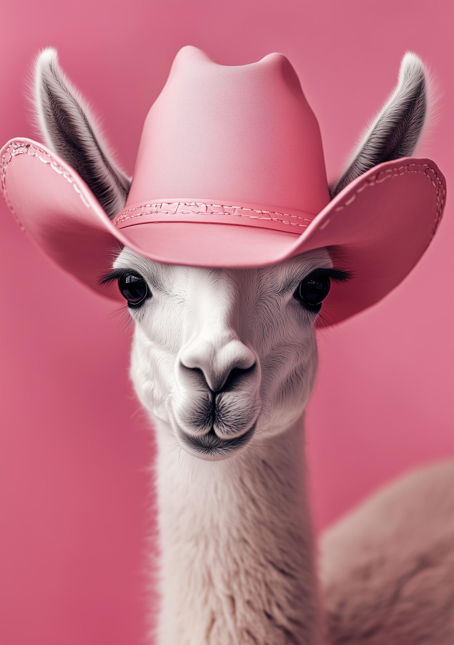 Funny Animal Wall Art Llama wearing cowboy hat cowgirl hat Tropical - A4 A3 A2 - Festival Merch