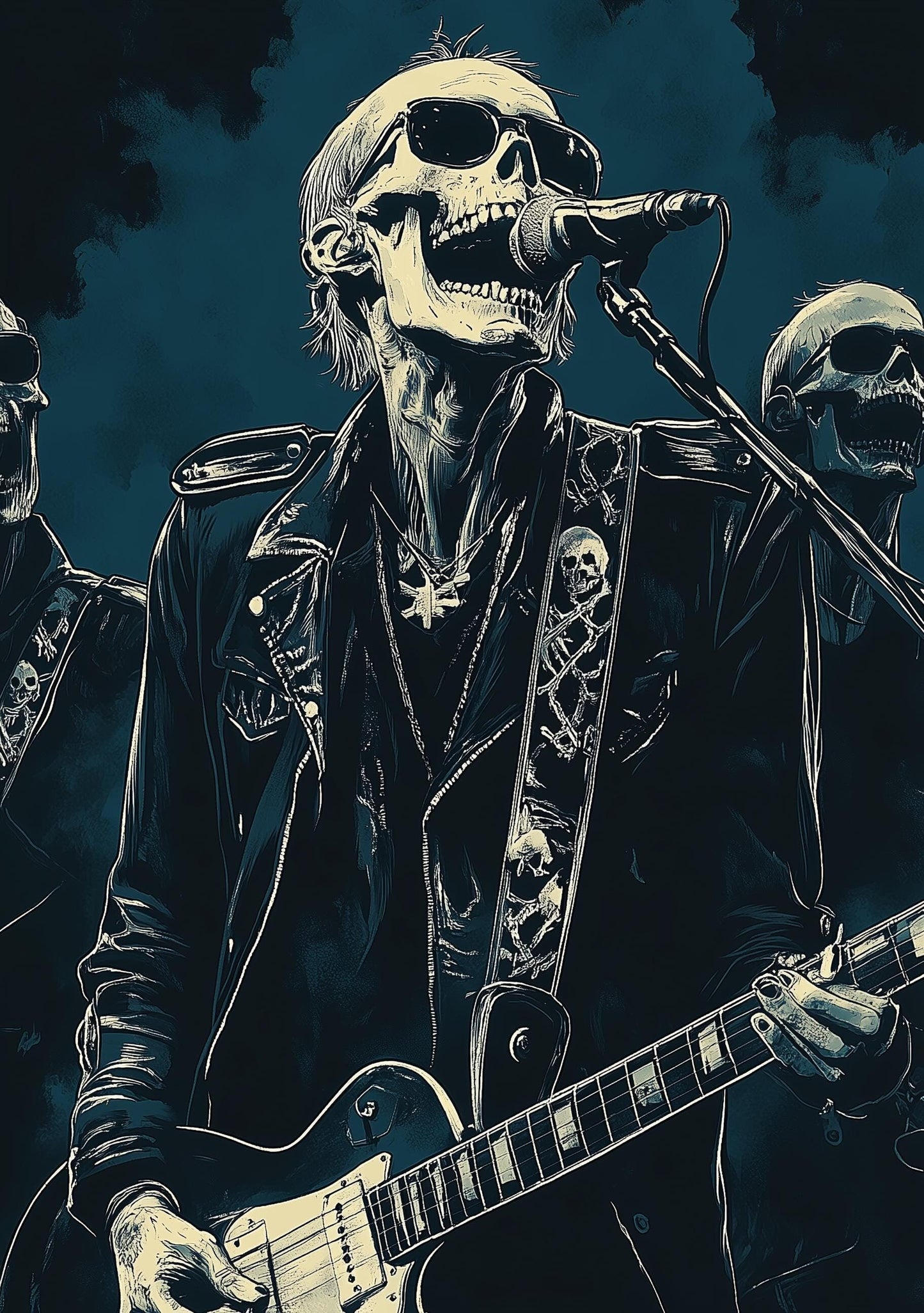 Premium Quality Art Print - Music Print Rock n Roll Skull Guitar Punk Alternative Prog Skeleton Music Festival - A4 A3 A2 - Festival Merch