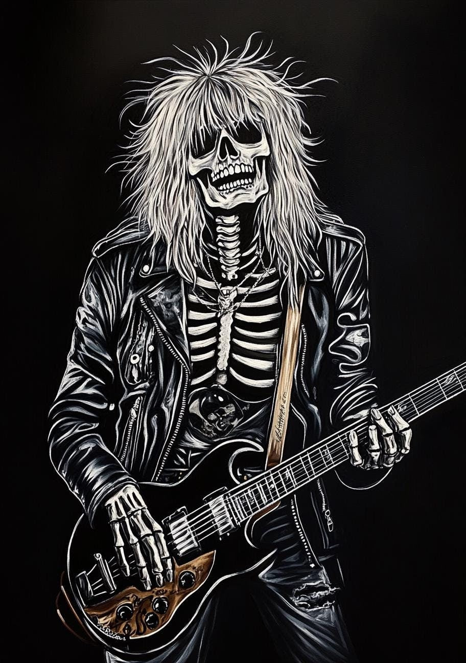 Premium Quality Art Print - Music Print Rock n Roll Skull Guitar Punk Alternative Prog Skeleton Music Festival - A4 A3 A2 - Festival Merch