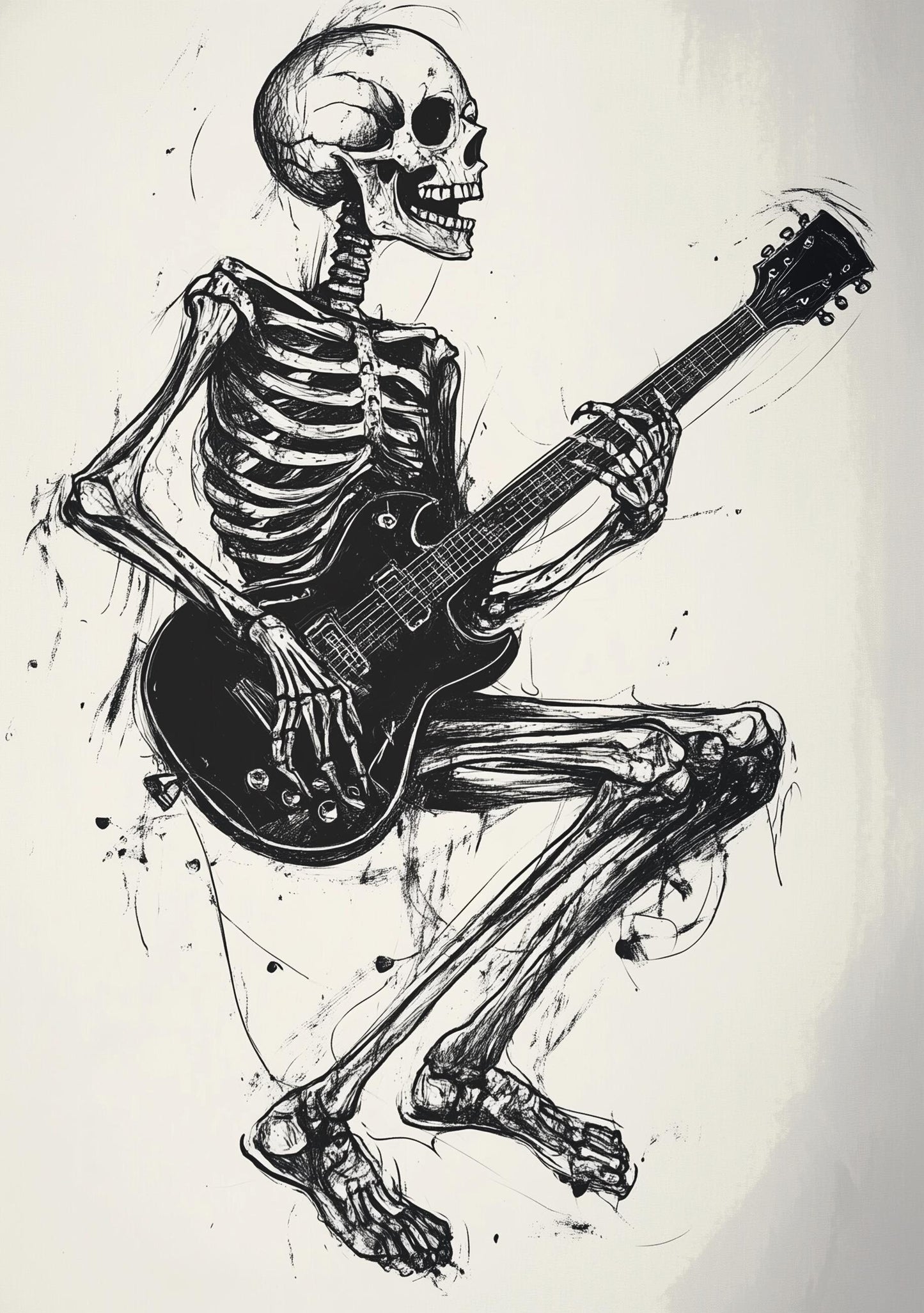 Premium Quality Art Print - Music Print Rock n Roll Skull Guitar Punk Alternative Prog Skeleton Music Festival - A4 A3 A2 - Festival Merch