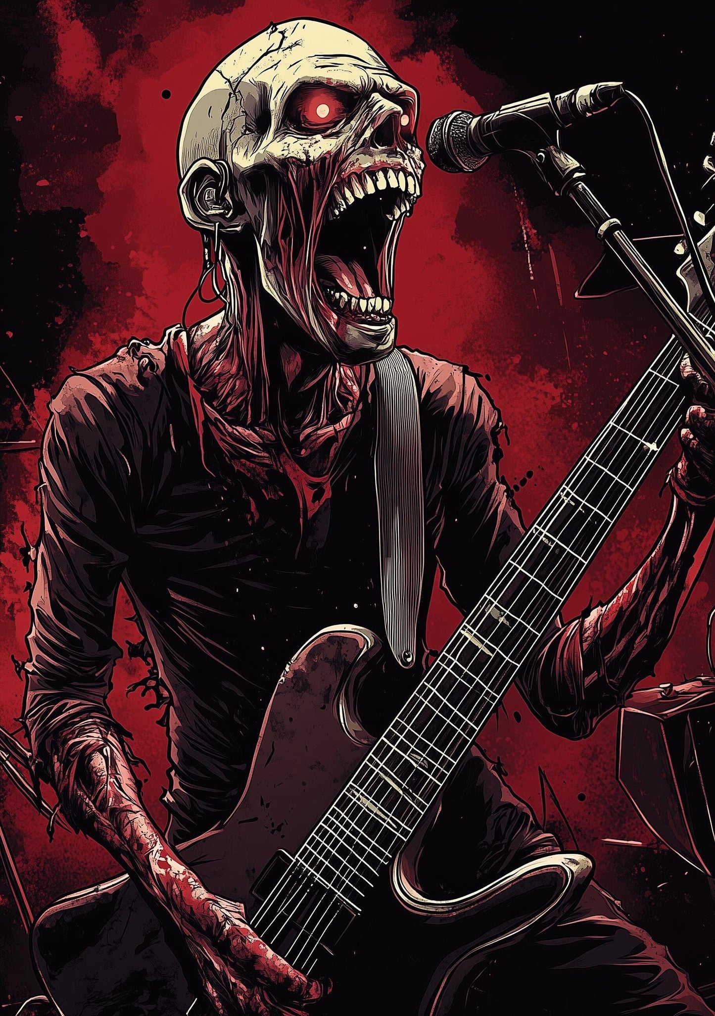 Premium Quality Art Print - Music Print Rock n Roll Skull Guitar Punk Alternative Prog Skeleton Music Festival - A4 A3 A2 - Festival Merch