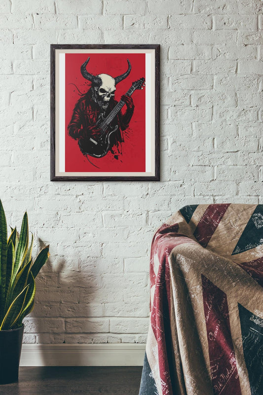 Premium Quality Art Print - Music Print Rock n Roll Skull Guitar Punk Alternative Prog Skeleton Music Festival - A4 A3 A2 - Festival Merch