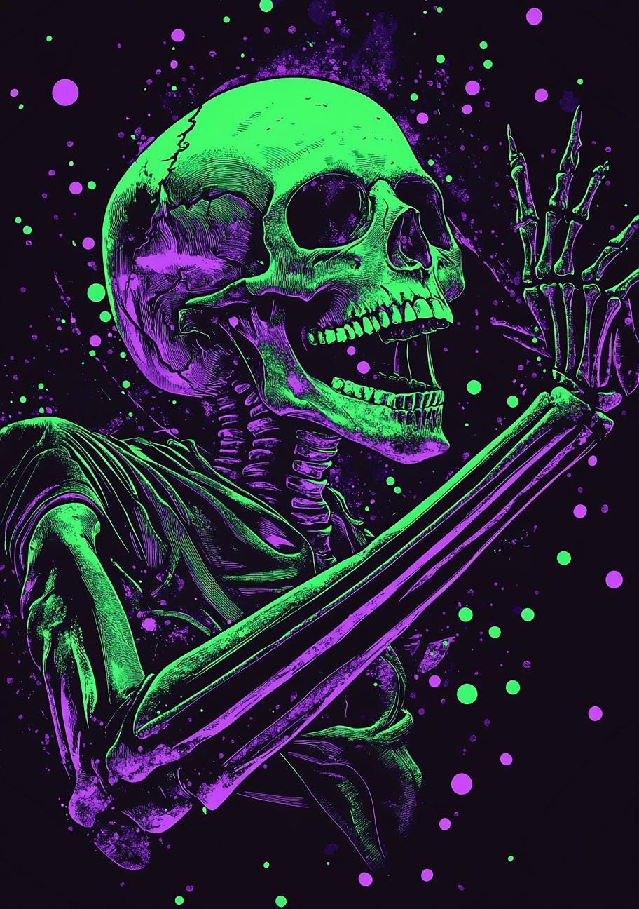 Premium Quality Art Print - Music Print Rock n Roll Skull Guitar Punk Alternative Prog Skeleton Music Festival - A4 A3 A2 - Festival Merch