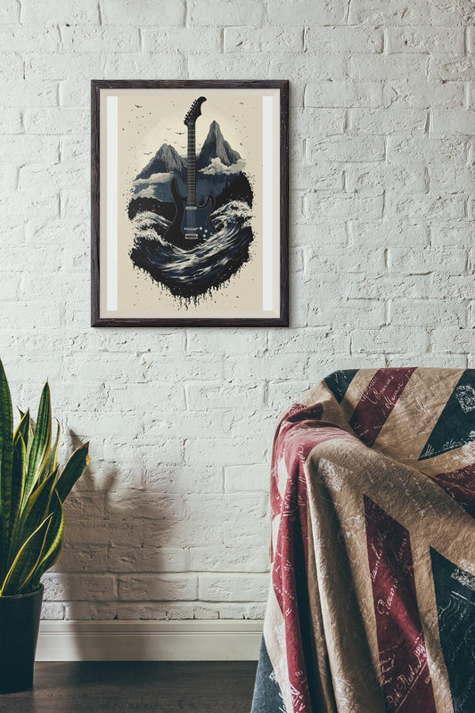 Premium Quality Art Print - Music Print Rock n Roll Skull Guitar Punk Alternative Prog Skeleton Music Festival - A4 A3 A2 - Festival Merch