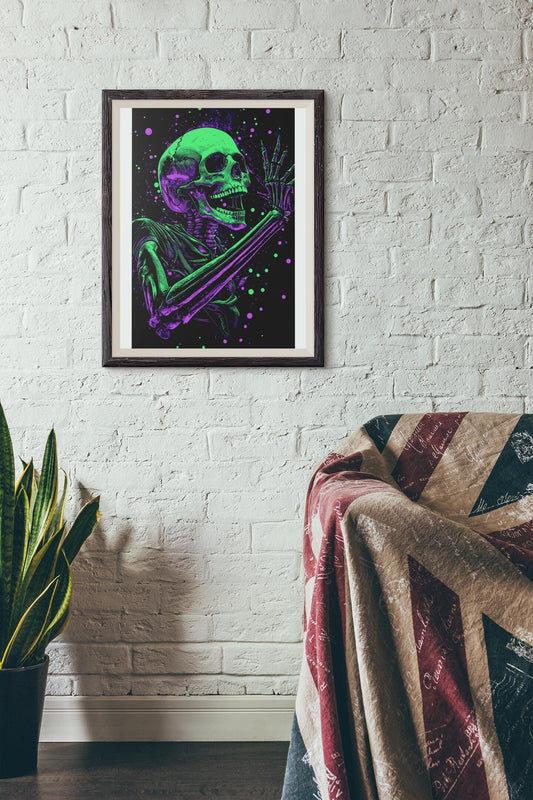 Premium Quality Art Print - Music Print Rock n Roll Skull Guitar Punk Alternative Prog Skeleton Music Festival - A4 A3 A2 - Festival Merch