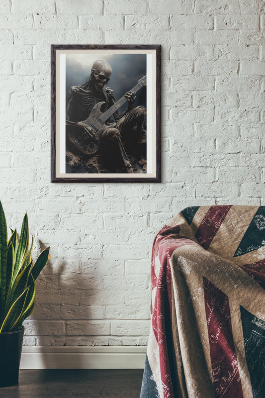 Premium Quality Art Print - Music Print Rock n Roll Skull Guitar Punk Alternative Prog Skeleton Music Festival - A4 A3 A2 - Festival Merch