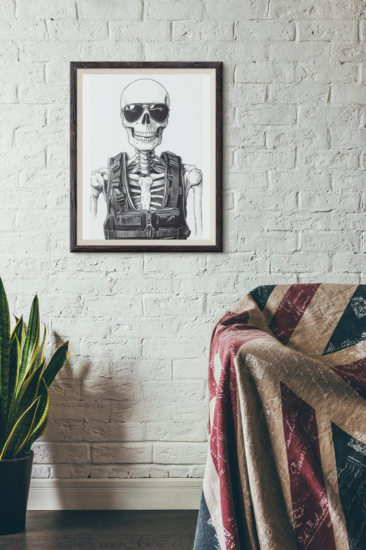 Premium Quality Art Print - Music Print Rock n Roll Skull Guitar Punk Alternative Prog Skeleton Music Festival - A4 A3 A2 - Festival Merch