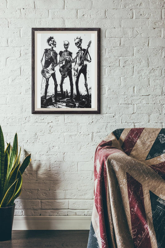 Premium Quality Art Print - Music Print Rock n Roll Skull Guitar Punk Alternative Prog Skeleton Music Festival - A4 A3 A2 - Festival Merch