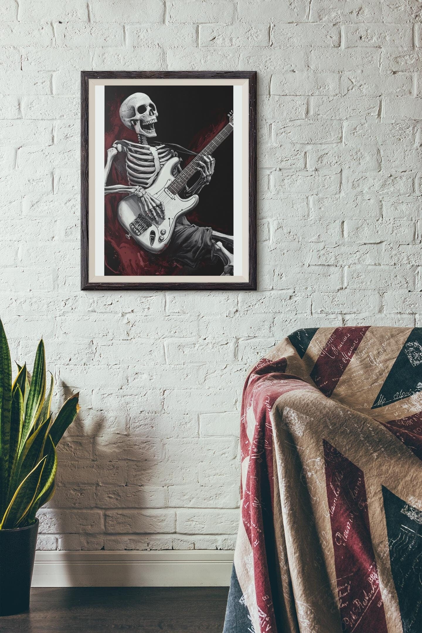 Premium Quality Art Print - Music Print Rock n Roll Skull Guitar Punk Alternative Prog Skeleton Music Festival - A4 A3 A2 - Festival Merch