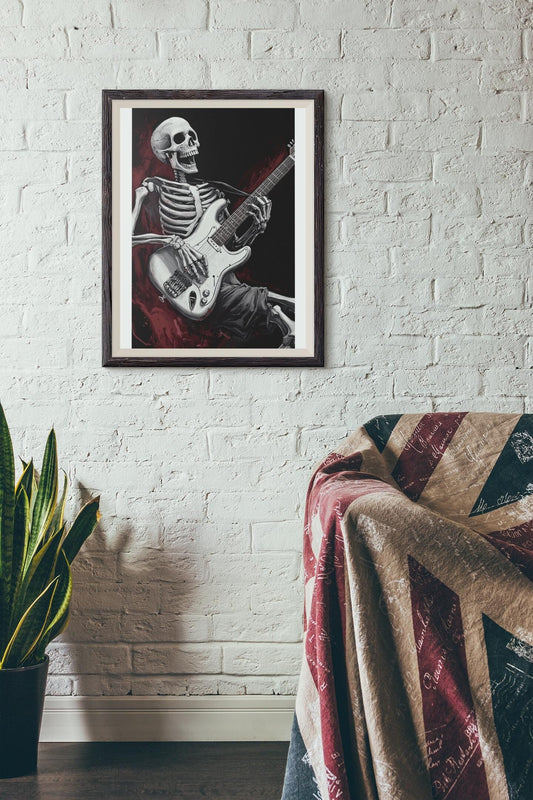 Premium Quality Art Print - Music Print Rock n Roll Skull Guitar Punk Alternative Prog Skeleton Music Festival - A4 A3 A2 - Festival Merch