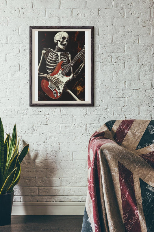 Premium Quality Art Print - Music Print Rock n Roll Skull Guitar Punk Alternative Prog Skeleton Music Festival - A4 A3 A2 - Festival Merch