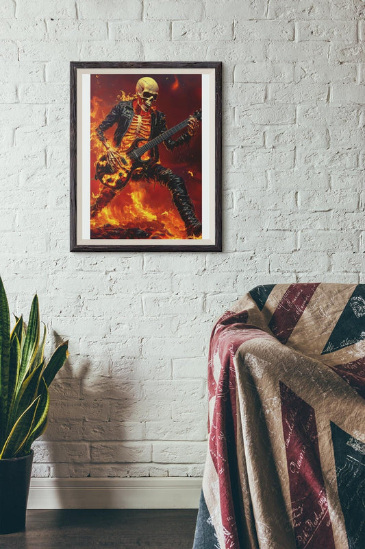 Premium Quality Art Print - Music Print Rock n Roll Skull Guitar Punk Alternative Prog Skeleton Music Festival - A4 A3 A2 - Festival Merch