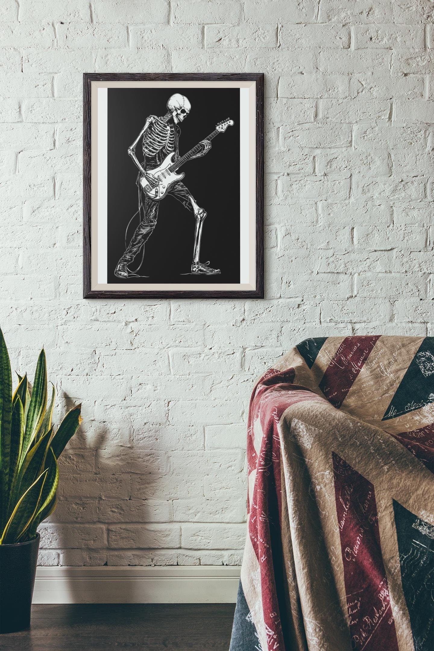 Premium Quality Art Print - Music Print Rock n Roll Skull Guitar Punk Alternative Prog Skeleton Music Festival - A4 A3 A2 - Festival Merch