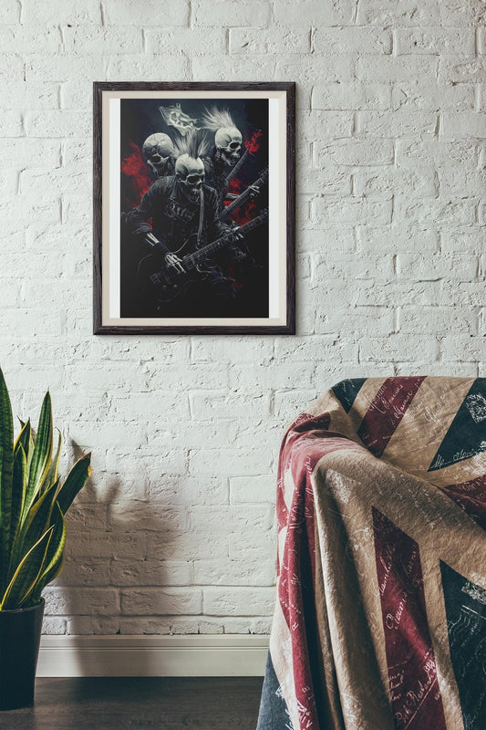 Premium Quality Art Print - Music Print Rock n Roll Skull Guitar Punk Alternative Prog Skeleton Music Festival - A4 A3 A2 - Festival Merch