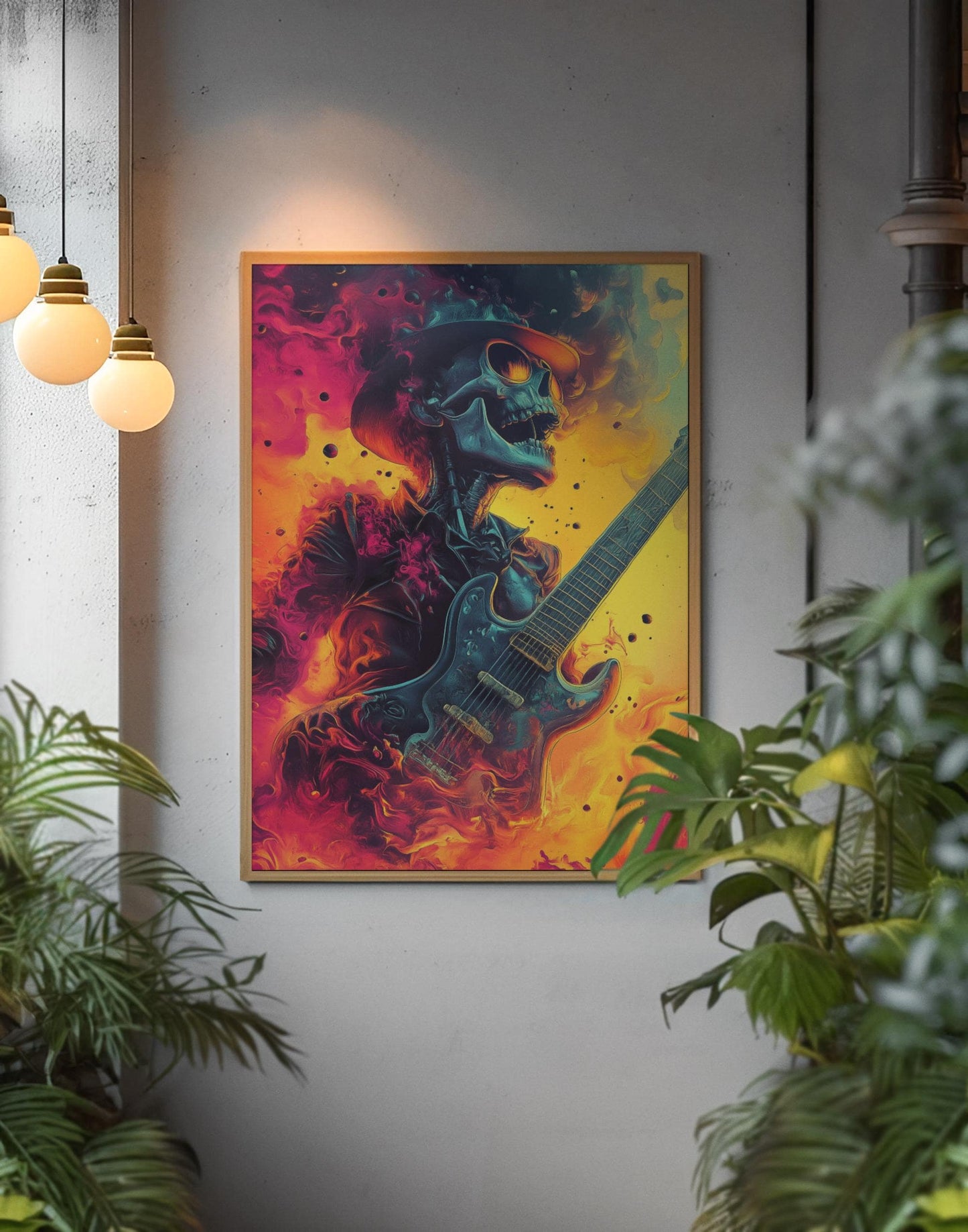 Premium Quality Art Print - Music Print Rock n Roll Skull Guitar Punk Alternative Prog Skeleton Music Festival - A4 A3 A2 - Festival Merch