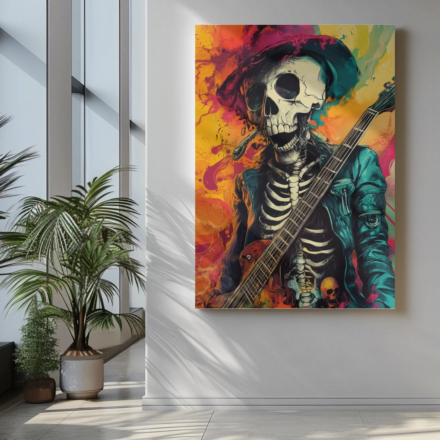 Premium Quality Art Print - Music Print Rock n Roll Skull Guitar Punk Alternative Prog Skeleton Music Festival - A4 A3 A2 - Festival Merch