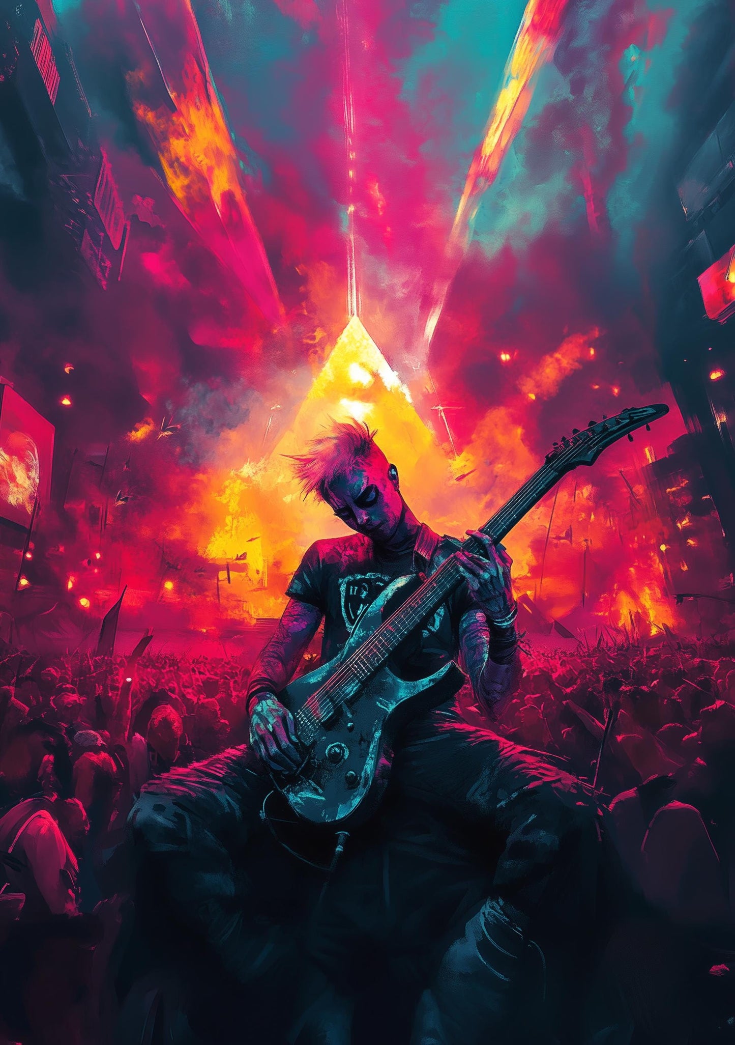 Premium Quality Art Print - Music Print Rock n Roll Skull Guitar Punk Alternative Prog Skeleton Music Festival - A4 A3 A2 - Festival Merch