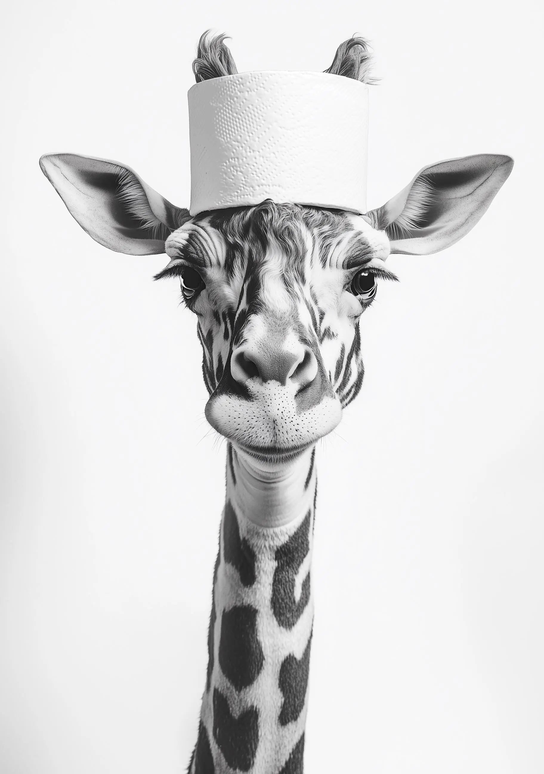 Funny bathroom Animal Giraffe Print | Premium Quality UK British Printers | - Cute Bathroom art toilet restroom Print rest room