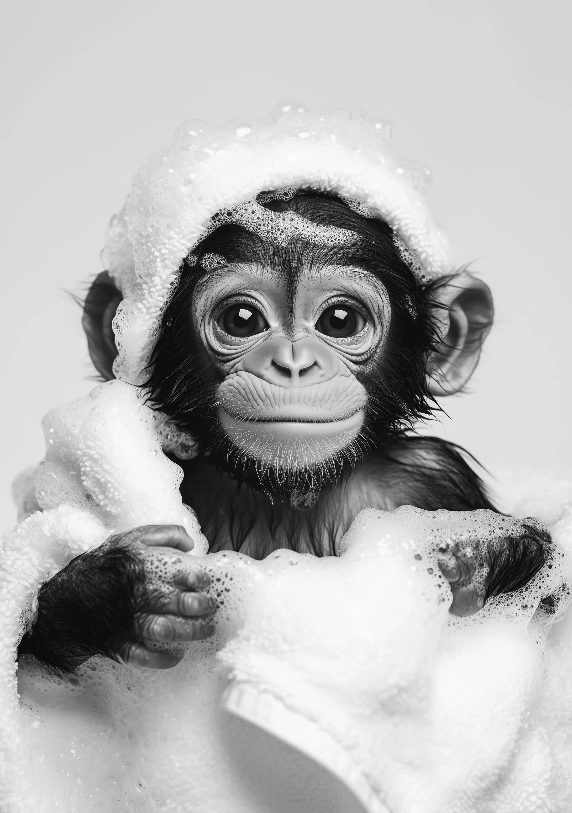 Funny bathroom Animal Monkey Chimpanzee Print | Premium Quality UK British Printers | - Bathroom art toilet restroom Print rest room