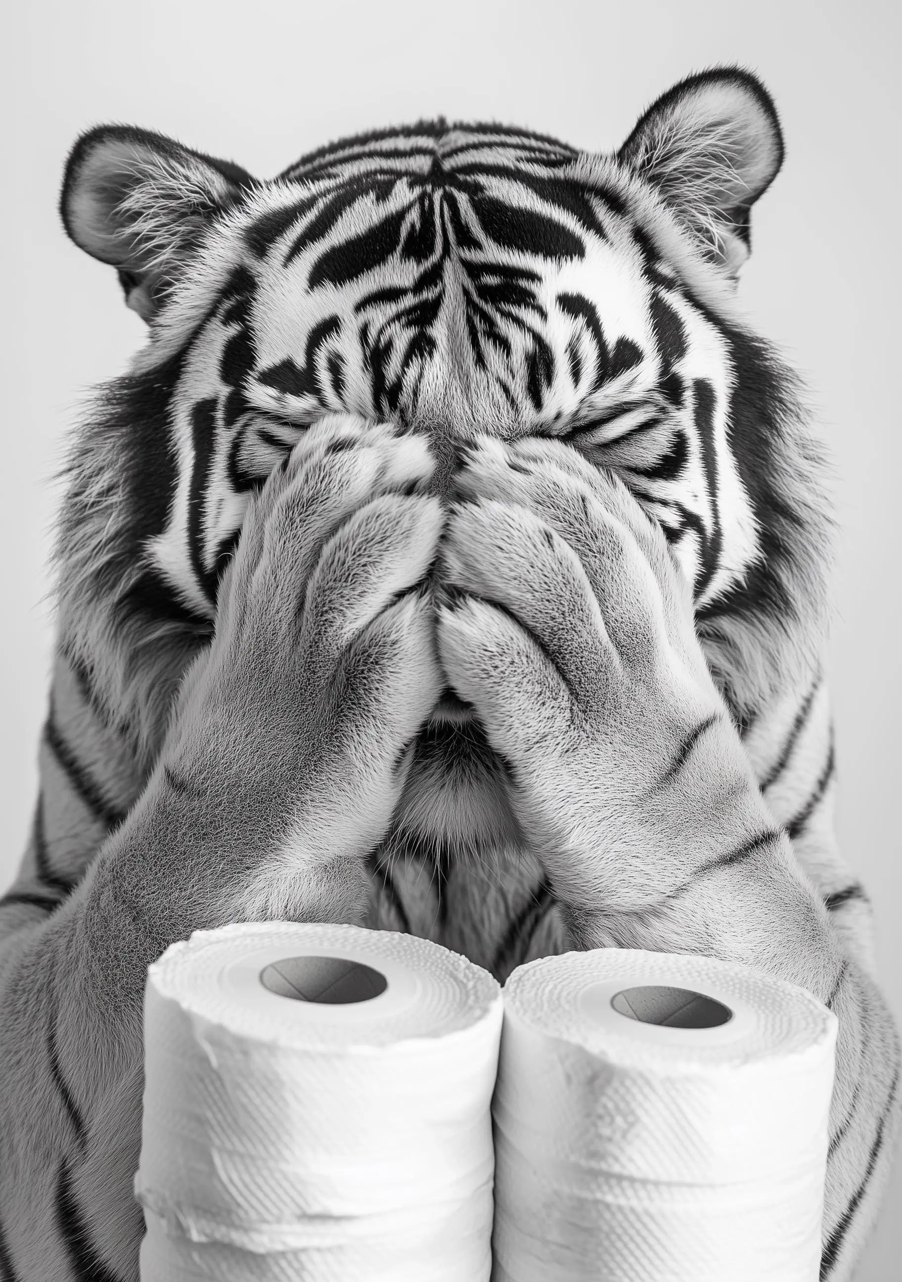 Funny bathroom Animal Tiger Print | Premium Quality UK British Printers | - Bathroom art toilet restroom Print rest room