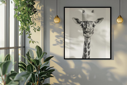 Funny bathroom Animal Giraffe Print | Premium Quality UK British Printers | - Cute Bathroom art toilet restroom Print rest room