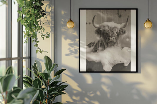 Funny bathroom Animal Highland Cow Print | Premium Quality UK British Printers | - Bathroom art toilet restroom Print rest room