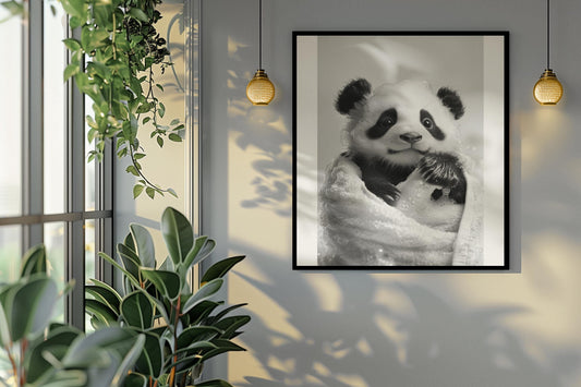 Funny bathroom Animal Panda Print | Premium Quality UK British Printers | - Bathroom art toilet restroom Print rest room