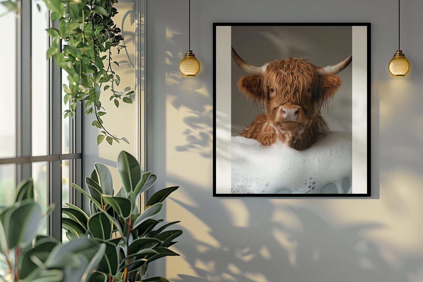Funny bathroom Animal Highland Cow Print | Premium Quality UK British Printers | - Bathroom art toilet restroom Print rest room